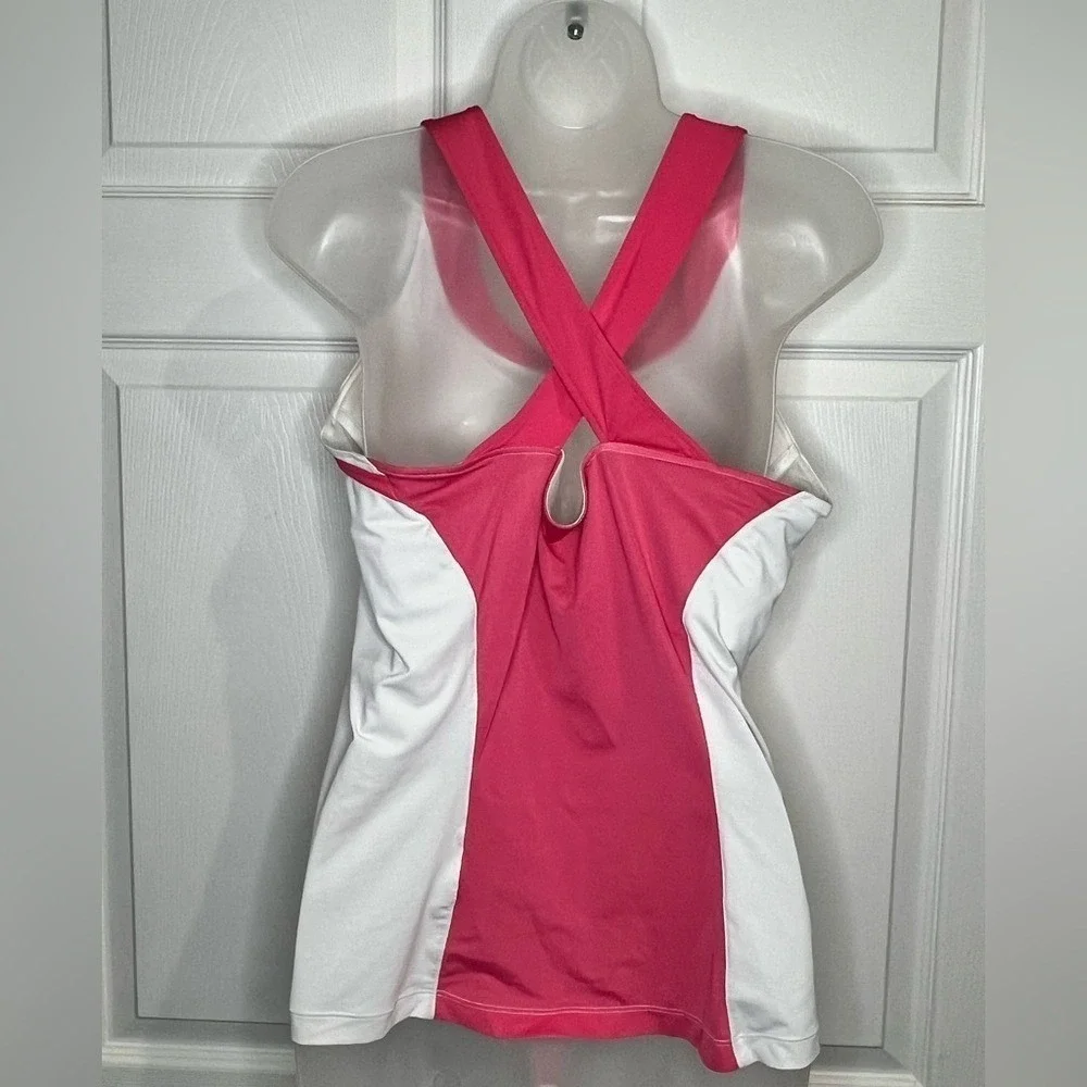 Nike Dri-fit women's activewear tank - White/Pink - Size Large (12-14)